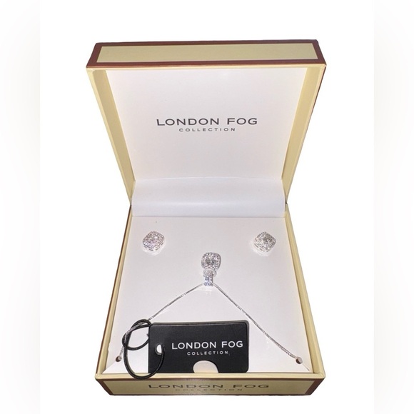 London Fog Jewelry - London Fog Crystal Necklace & Stud Earrings Jewelry Set Gift Box